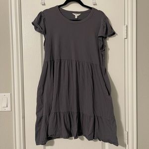 Gray Time and Tru Women's Short Sleeve Tiered Dress